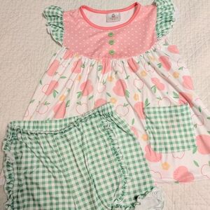 Charming Kids Pajama Set with Green and Pink Accents